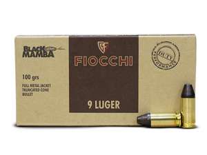 Fiocchi 9mm Luger FMJTC Black Mamba, 100grs